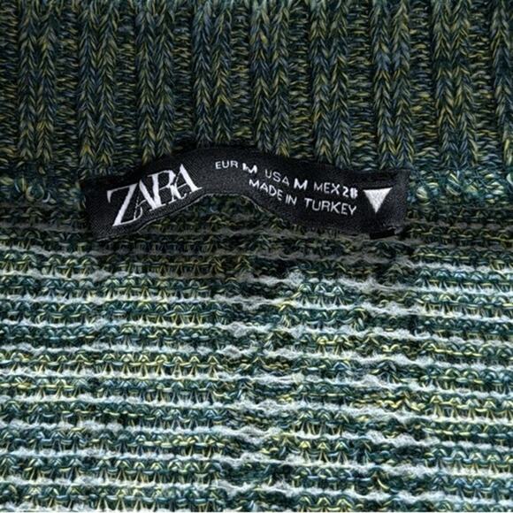 Zara Green Marl Knit Balloon Sleeve Cardigan - Picture 3 of 7